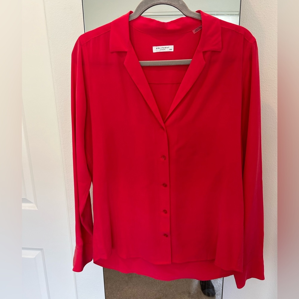 Equipment Femme Red Button Up Blouse